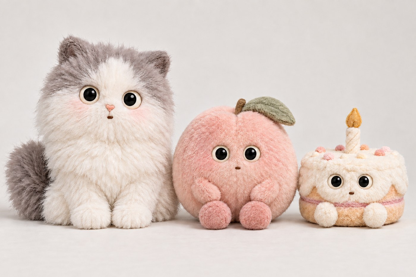 Future cat, peach and cake design concepts